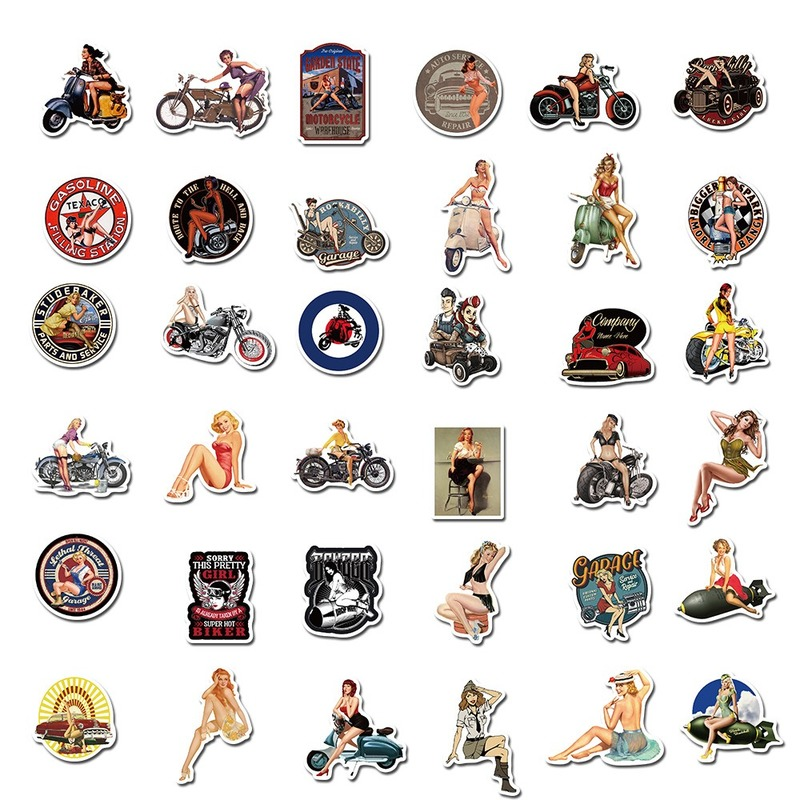 10/50/100pcs Aesthetic Retro Hot Girls Graffiti Stickers Motorcycle Guitar Phone Laptop Refrigerator Luggage Skateboard Decals