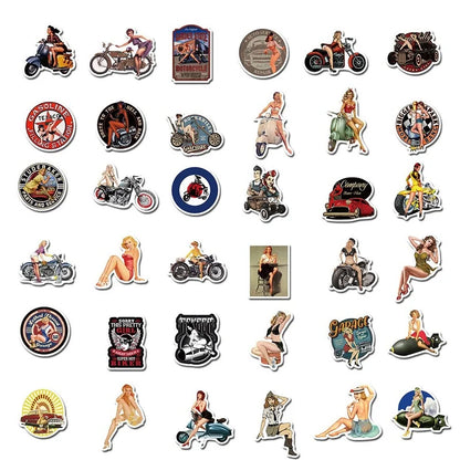 10/50/100pcs Aesthetic Retro Hot Girls Graffiti Stickers Motorcycle Guitar Phone Laptop Refrigerator Luggage Skateboard Decals