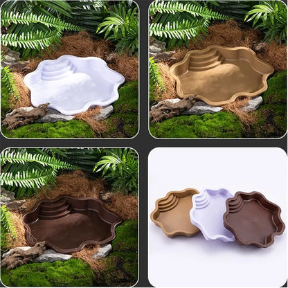 Turtle Bathing Pool, Reptile Feeding Dish Water Pot, Landscape Fish Tank Decoration,Turtle Bath Pool for Aquatic Climbing Pet