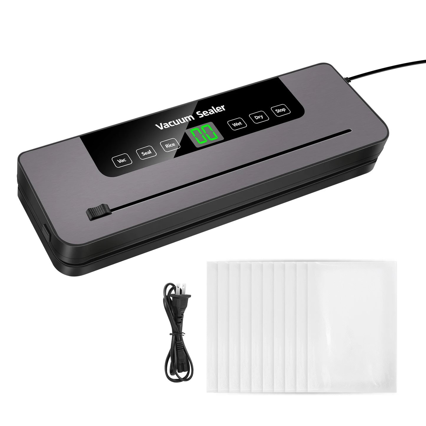 6 in 1 Vacuum Sealer Machine, 6 Modes Multi-Functional Food Vacuum Sealer with 10PCs Vacuum Bags, 30cm Longer Seal Food Sealer Built-In Cutter, Keep Meat Vegetables Snacks Fruits Grains Fresh
