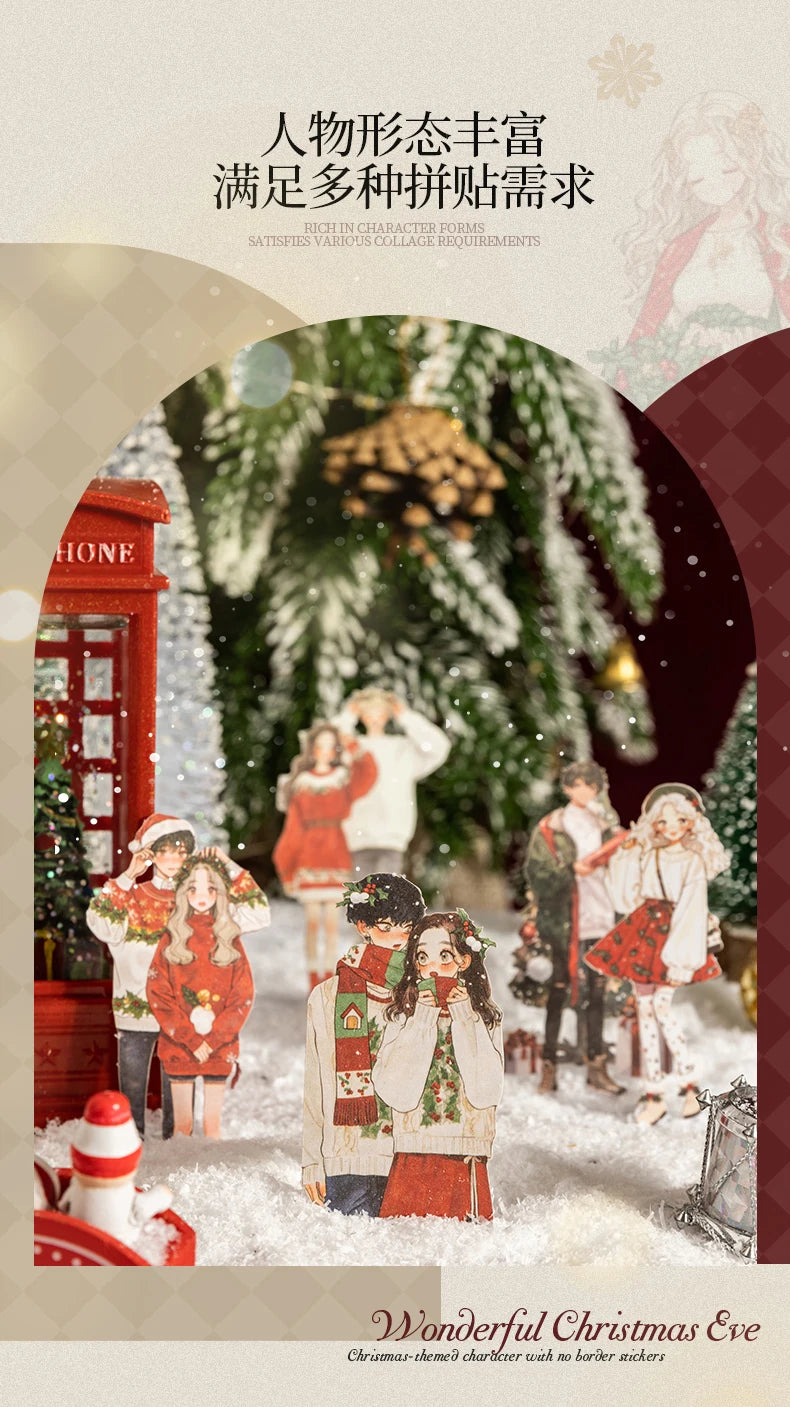 30sheets/pack Christmas Girl Stickers Aesthetic Stick Labels Decorative Diary Album Material Scrapbooking Supplies