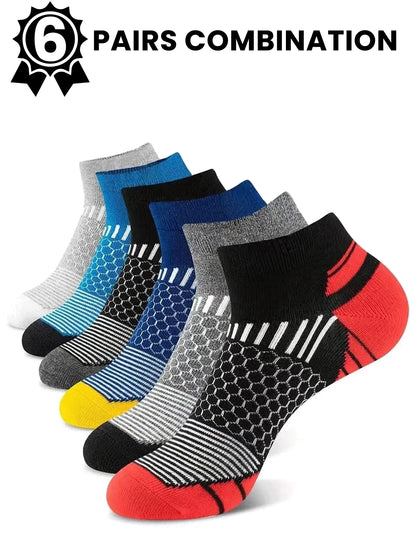 12Pairs High Qualit Athletic Socks Men's Ankle Socks Running Cyclling Waist Honeycomb Design And Firm Sports Leisure Socks Gifts