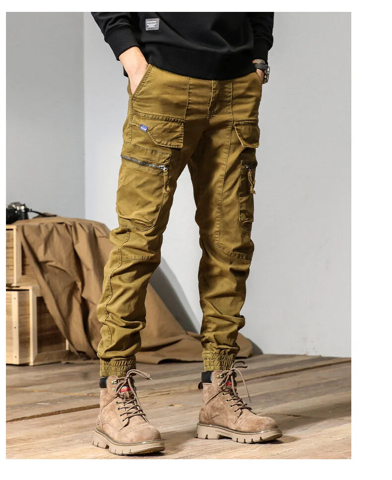 CAAYU Joggers Cargo Pants Men Casual Y2k Multi-Pocket Male Trousers Sweatpants Streetwear Techwear Tactical Track Gray Pants Men