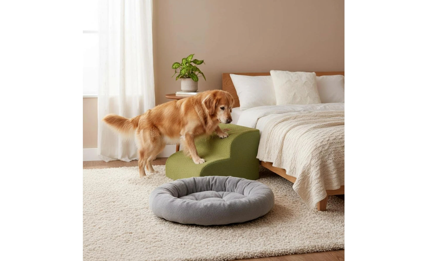 Pet Stair Ramp Washable Dog Ramp and Stairs Foam Pet Stairs Detachable Cover Sturdy for Sofa