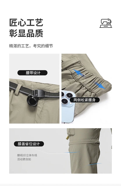 Men's Cargo Hiking Convertible Pants, Waterproof, Quick Dry, Lightweight, Removable Zipper, Perfect for Outdoor Adventures, Fishing and Camping, All-Season Versatile Hiking Gear.