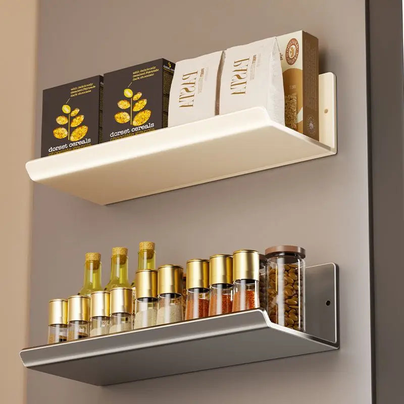 Magnetic Kitchen Refrigerator Storage Rack Without Punching Wall-mounted Condiments Spice Shelf Household Organizer