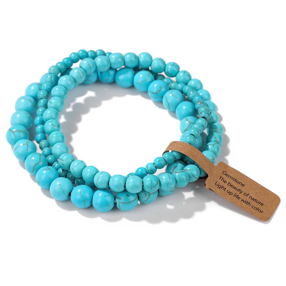 3pcs/set Natural Stone Beads Bracelet For Women Men 4 6 8 MM Indian Moss Agates Rhodonite Quartzs Jewelry Bracelet Gift Fashion