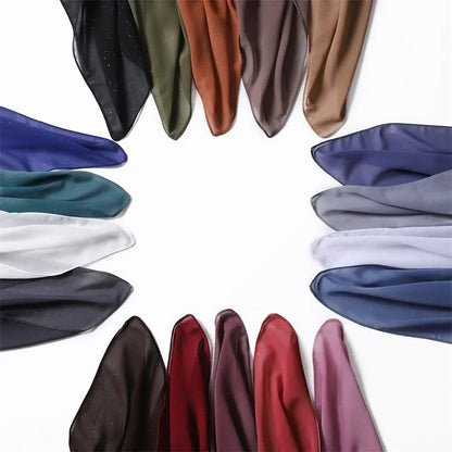 90*90cm Square Chiffon Hijab Scarf Women Solid Color Muslim Soft Head Scarf Islamic Shawls and Wraps Headband Musulman Scarves