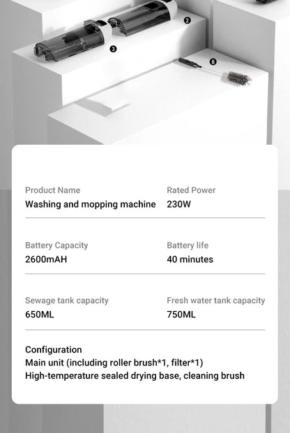 DIVEDEER 15000Pa Wireless Wet Dry Vacuum Cleaner Smart Cordless Mop Floor Cleaner Self-Cleaning Auto Suction Floor Washer