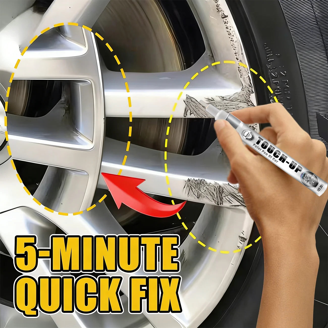FARIENNE Silver Car Rim Touch Up Paint Pen Quick Repair For Wheel Scratches Chipped Paint And Metal Surface Blemishes