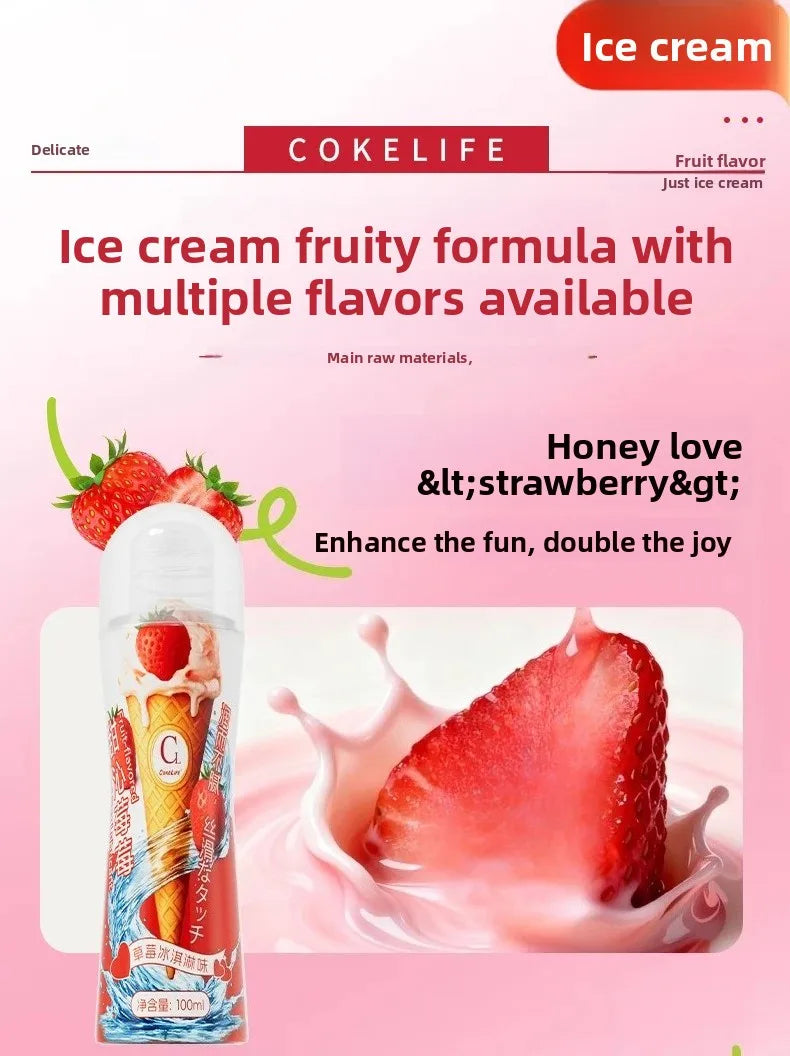 100ml Strawberry/Vanilla/Pineapple Sex Adult Ice Cream Flavored Smooth Sweet Slippery Oral Lubricant Non-sticky Safer Gel