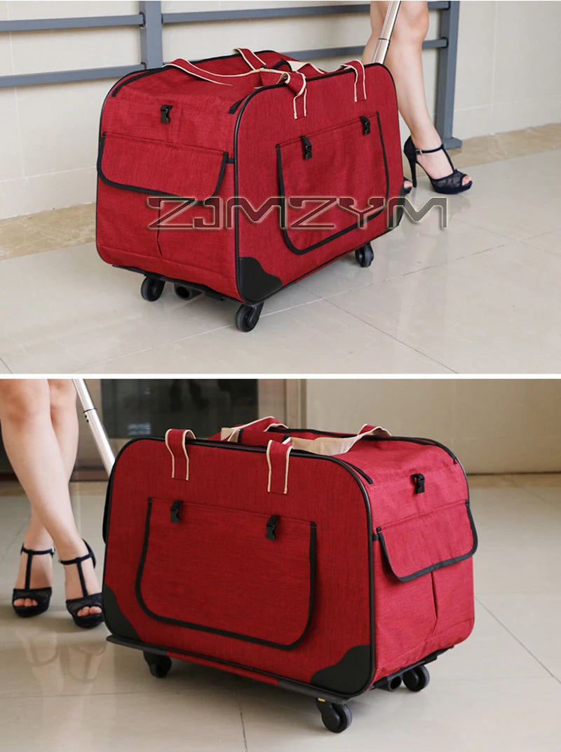 Foldable Pet Trolley, Detachable Windproof Cat Bag, Breathable Cat Carriers, Portable Pet Trolley Case