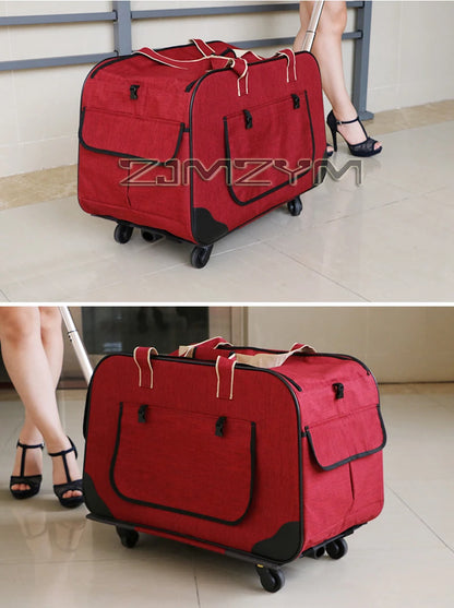 Foldable Pet Trolley, Detachable Windproof Cat Bag, Breathable Cat Carriers, Portable Pet Trolley Case
