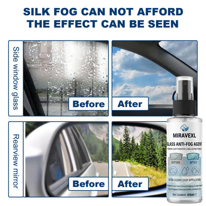 Car Anti‑Fog Spray Kit, Windshield Glass Anti‑Fog Agent with Cleaning Brush & Pads, Long Lasting Defogger for Auto Window Safety