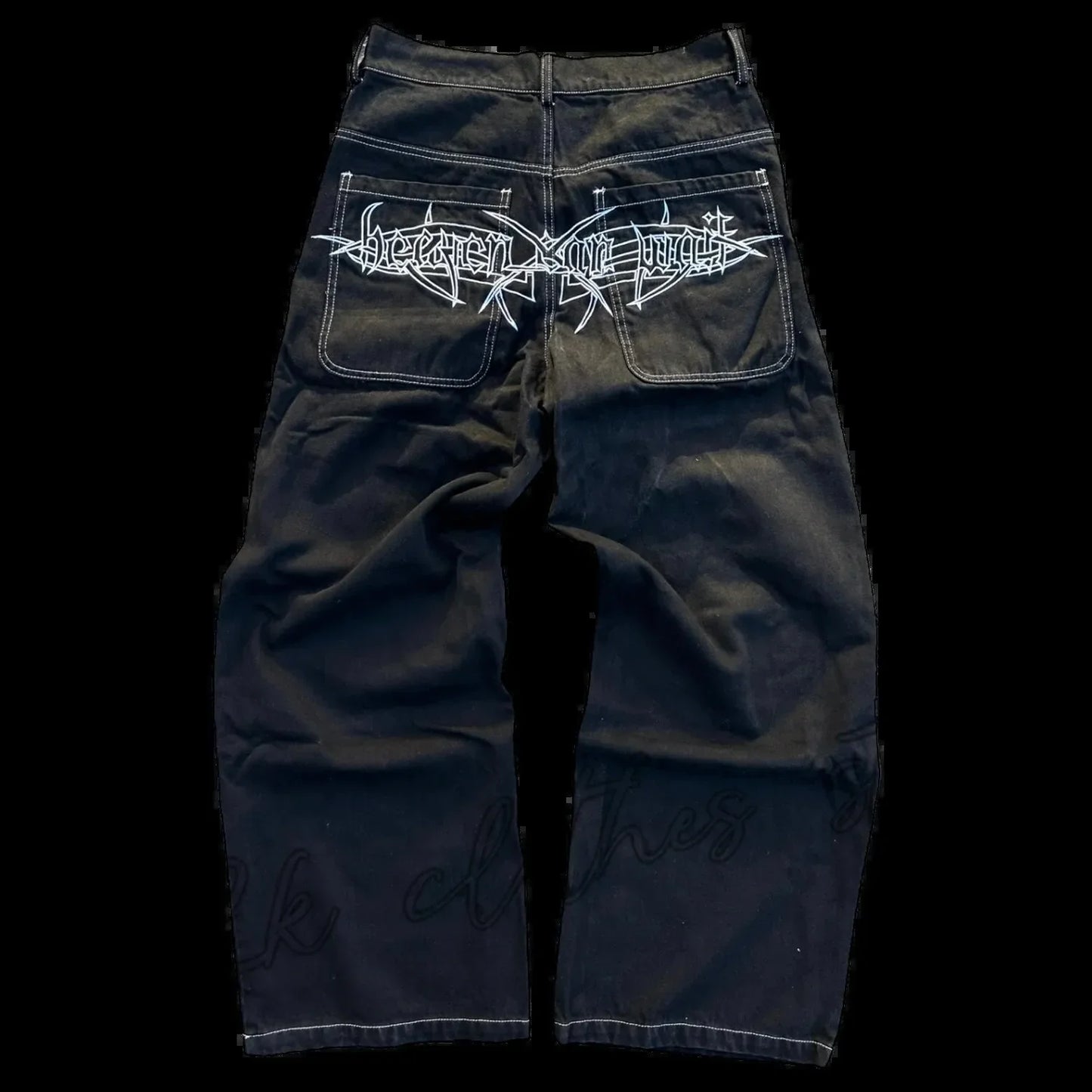 2025 New Prints Jeans Men Streetwear Baggy Wide Leg Jeans Korean Fashion Drapes Straight Casual Loose Denim Cargo Pants