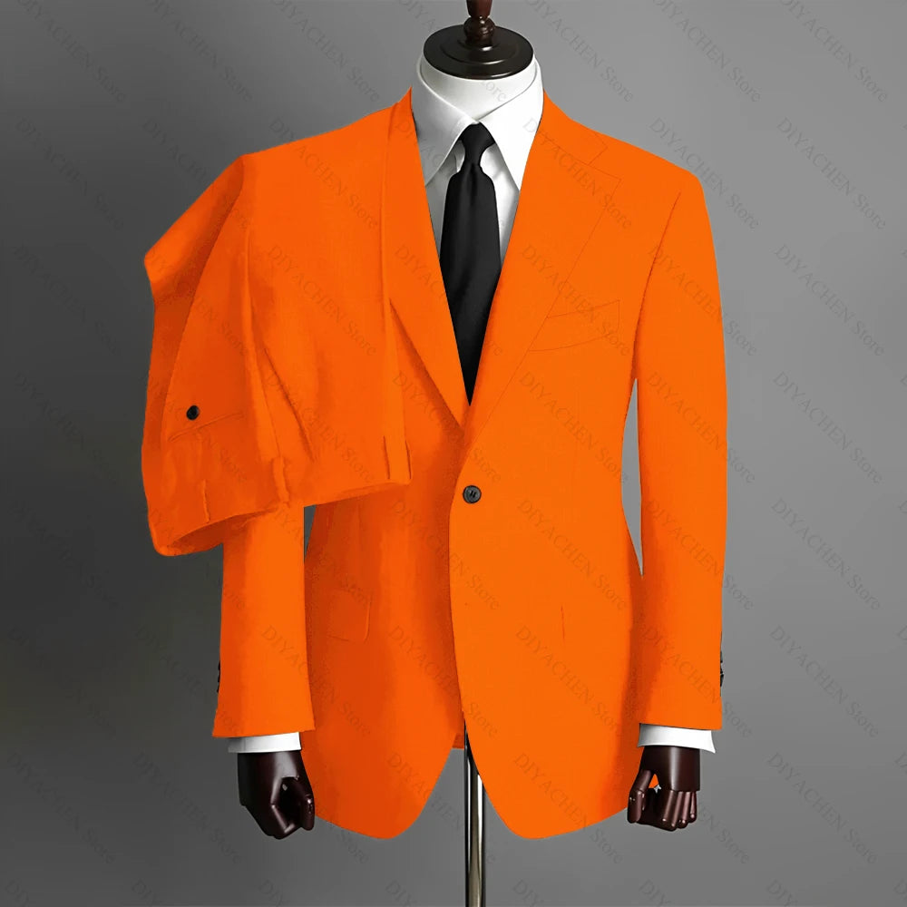 Fashion Gray Men Suits High-end Single Breasted Wedding Tuxedo Business Casual Office Male Suit Slim 2 Piece (Blazer+Pants)