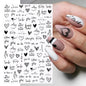 Black and White Love Flowers Line Art 3D Stickers Nail Decals Nail Art Accessories Butterfly Rose Nail Stickers Nail Sliders