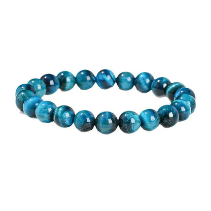 1Pc 6/8/10mm Minimalist Blue Tiger Eye Stone Beaded Bracelet Natural Stone Round Beads Bracelet For Daily Decoration