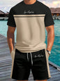 2026 Summer New Arrival Men's Letter Print Short-Sleeve T-Shirt Stylish Mens Shorts Set Vacation Beach Casual T-Shirt Summer Top