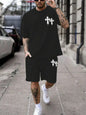 New Men's Summer Set Short-Sleeve T-Shirt Two-Piece Set Stylish Athletic Wear 3D Gradient Print Casual Shorts and T-Shirt Set