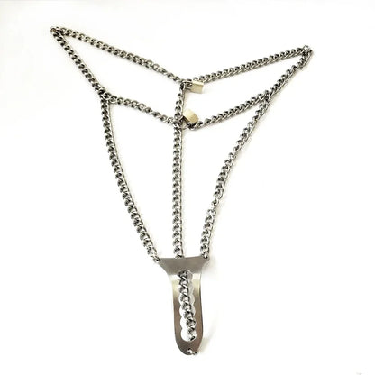 Stainless Steel Invisible Female Chastity Belt Sexy Briefs Leather Bondage Metal Chain Erotic Pants Adult Games BDSM Fetish Wear