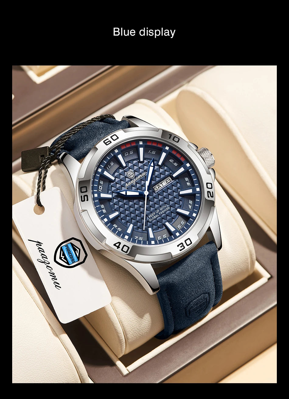 PAAZOMU Man Luxury Brand Watch Waterproof Luminous Date Week Men's Quartz Wristwatch Stainless Steel Fashion Sports Men Watches