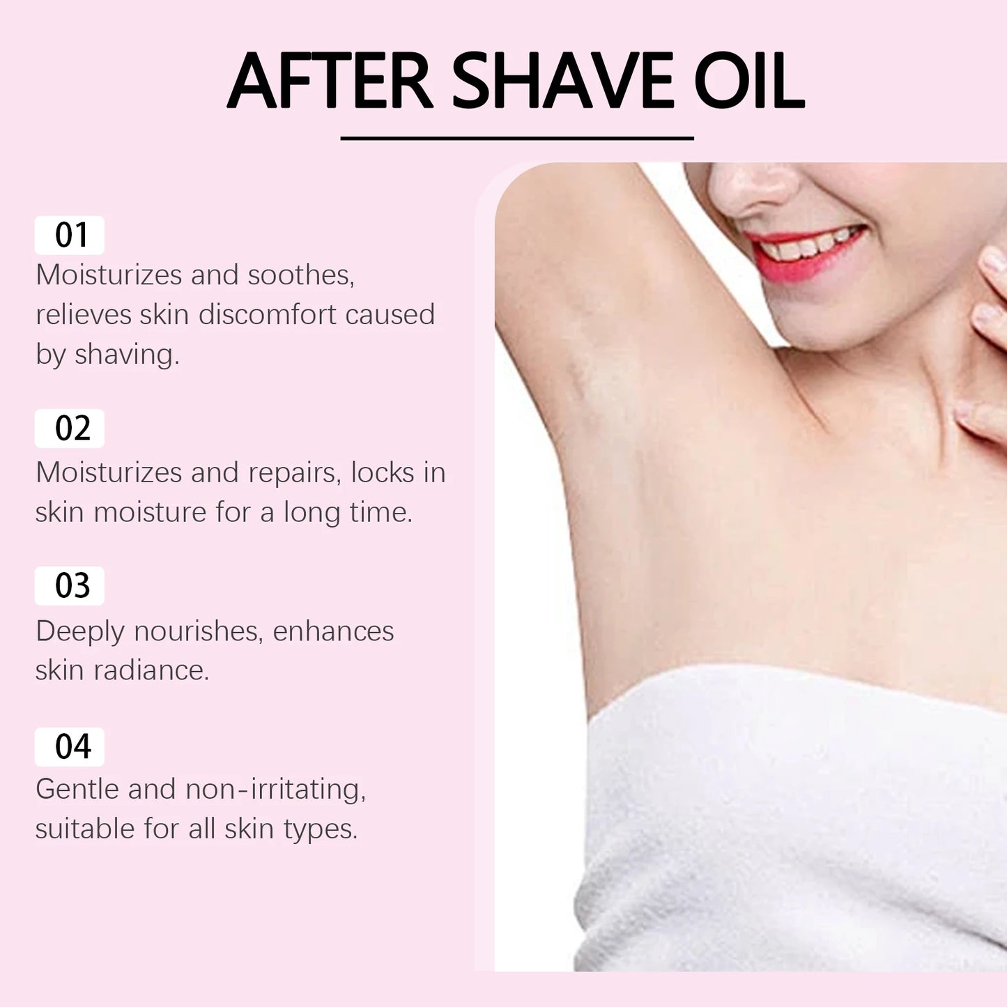 Strawberry Scented After Shave Oil - Soothing Post Hair Removal Essential Oil For Smooth Hydrated Skin, Non-Greasy Formula