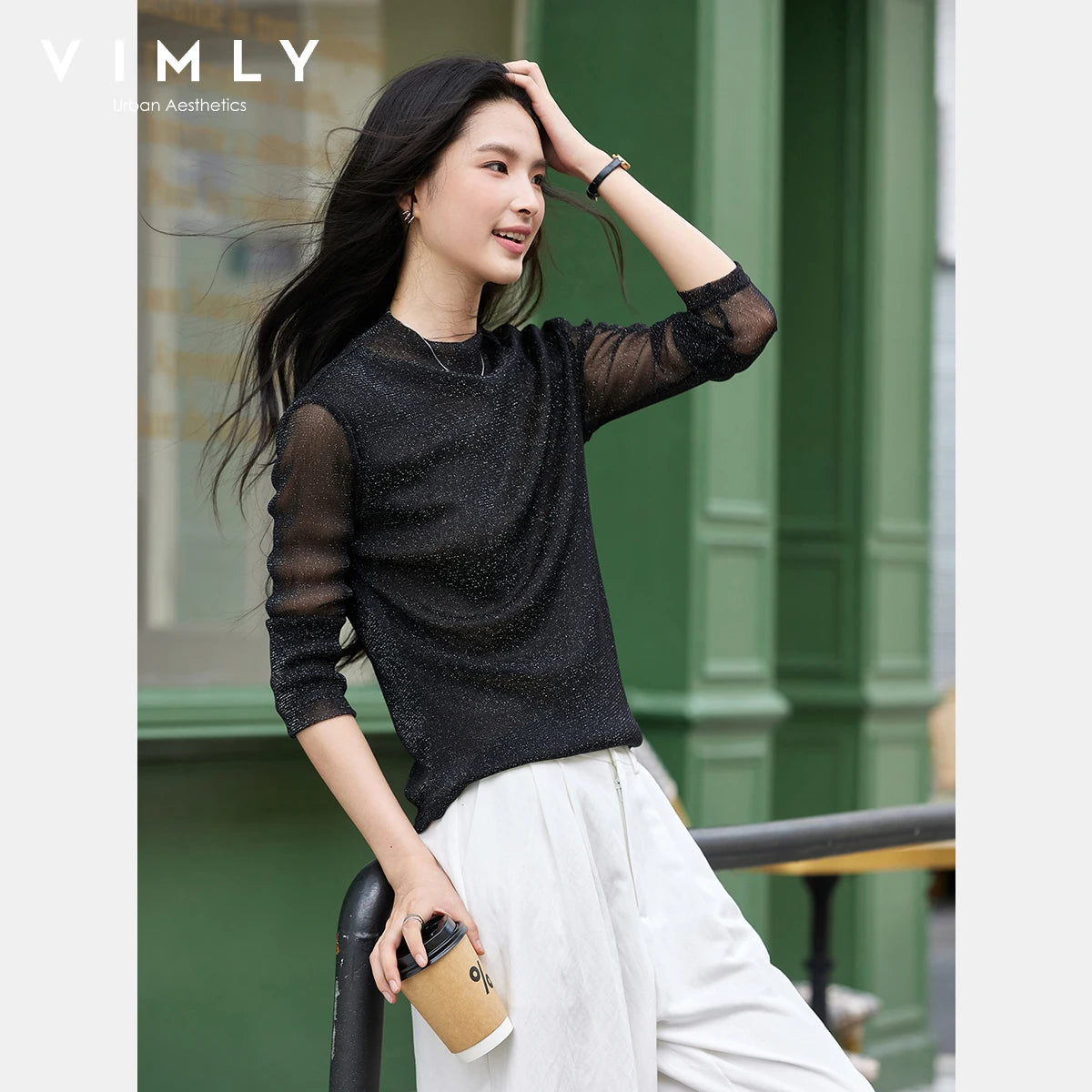 VIMLY Woman Knitting Sweater Slim Autumn 2026 Casual Female Long Sleeve Sweater Stand Neck Strecth Pullover Ladies Tops A2528