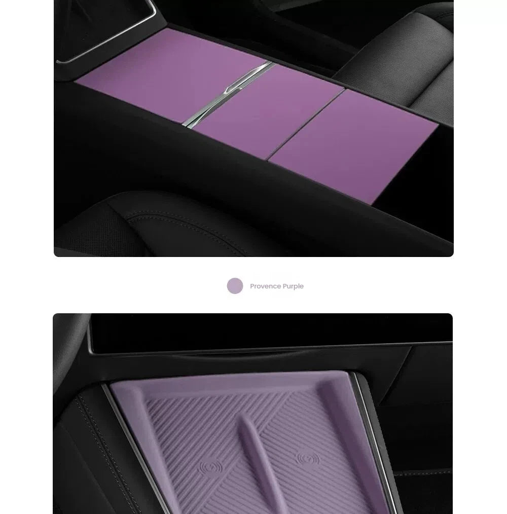 For Tesla Model Y/YL/3 Highland Center Console Wireless Charging Silicone Pad Cup Holder Mat Anti-slip black style accessories