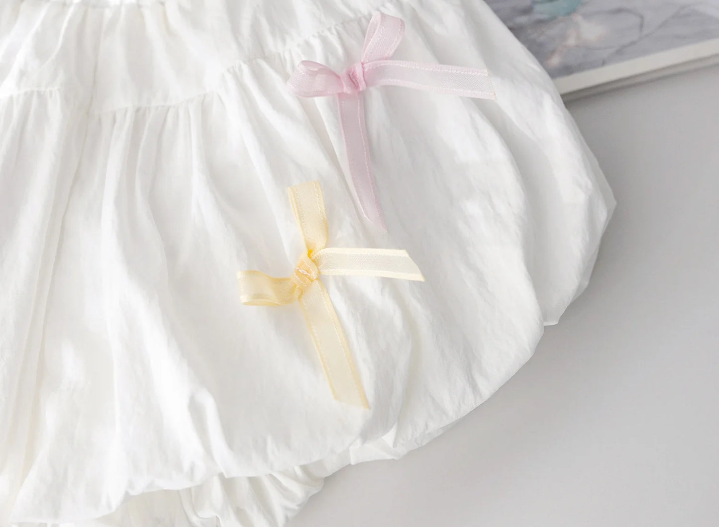 Little girl summer shorts Korean version small fresh solid color bow flower bud pants for women's treasure sweet versatile pants
