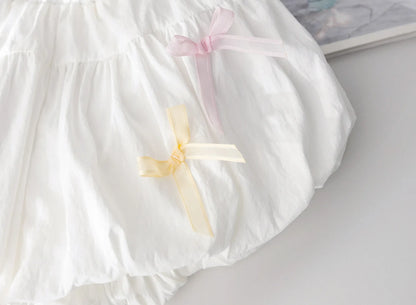Little girl summer shorts Korean version small fresh solid color bow flower bud pants for women's treasure sweet versatile pants