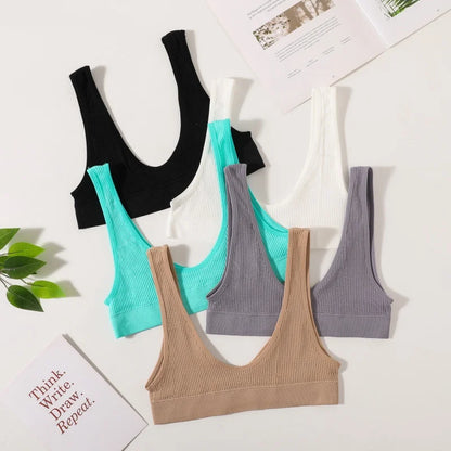 Women Push-Up Bra Small Cup Non-wire Bralette U-Neck Ribbed No-Pad Underwear Multiple Colors Crop Top Ladies Sexy Lingerie M-XL