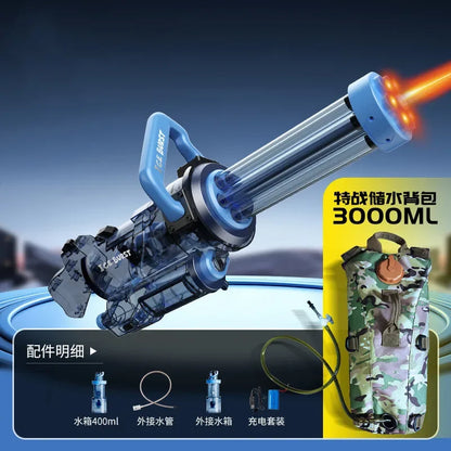 2024 Strongest Gatling Electric Water Gun Toy With Light Shooting Water Gun Summer Beach Pool Toys for Boy Adult Children Gifts