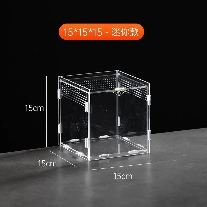 Clear Acrylic Reptile Feeding Box Stackable and Buckle Splicing Box for Scorpion Spider Frog