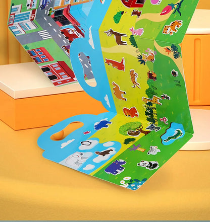 Reusable Bubble Sticker Book for Kids - Multi-Themed Educational Learning Activities, Washable & Safe Toddler Stickers