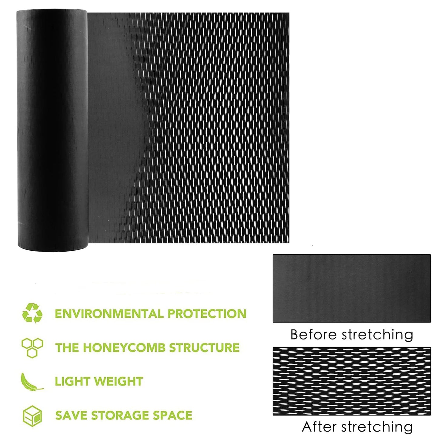 30m Black Honeycomb Paper Roll Natural Kraft Paper Wrapping Paper for Art Crafts Gift Packaging Etc