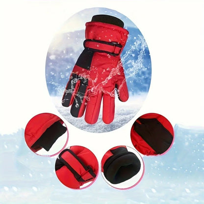 Winter Snow Gloves for Boys Girls Ages 10-14, Warm Knit Windproof for Skiing Cycling Fishing, Machine Washable