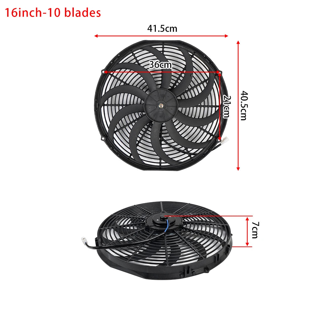 Universal 7/9/10/12/14/16 Inches 12V 80W 2100RPM Car Air Conditioning Electronic Radiator Cooling Fan Blade Electric Cool Kit