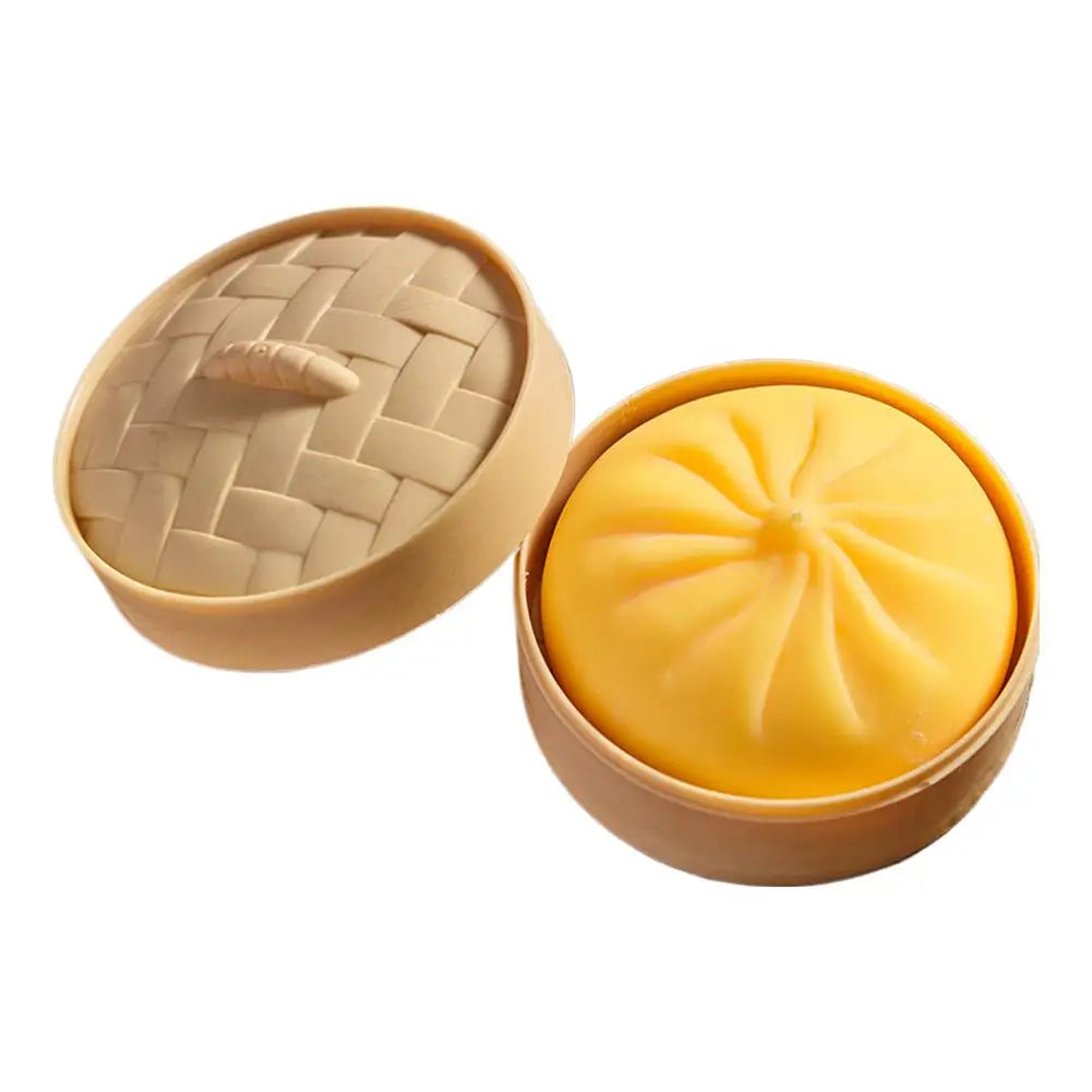 Colorful Dumpling Squishes Stress Balls Fidget Sensory Toys Simulation Food Squishies Bun With Steamer Dough Ball Gifts