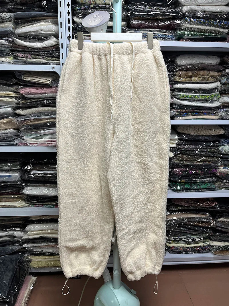 Autumn Winter Casual Long Pants High Waist Wide Leg Pants Thickened Fleece Versatile Style for Women's Casual Wear