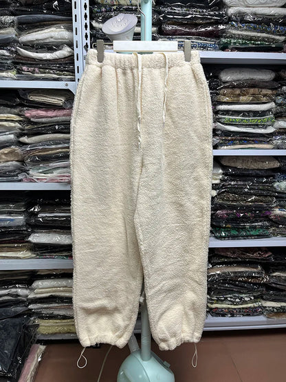 Autumn Winter Casual Long Pants High Waist Wide Leg Pants Thickened Fleece Versatile Style for Women's Casual Wear