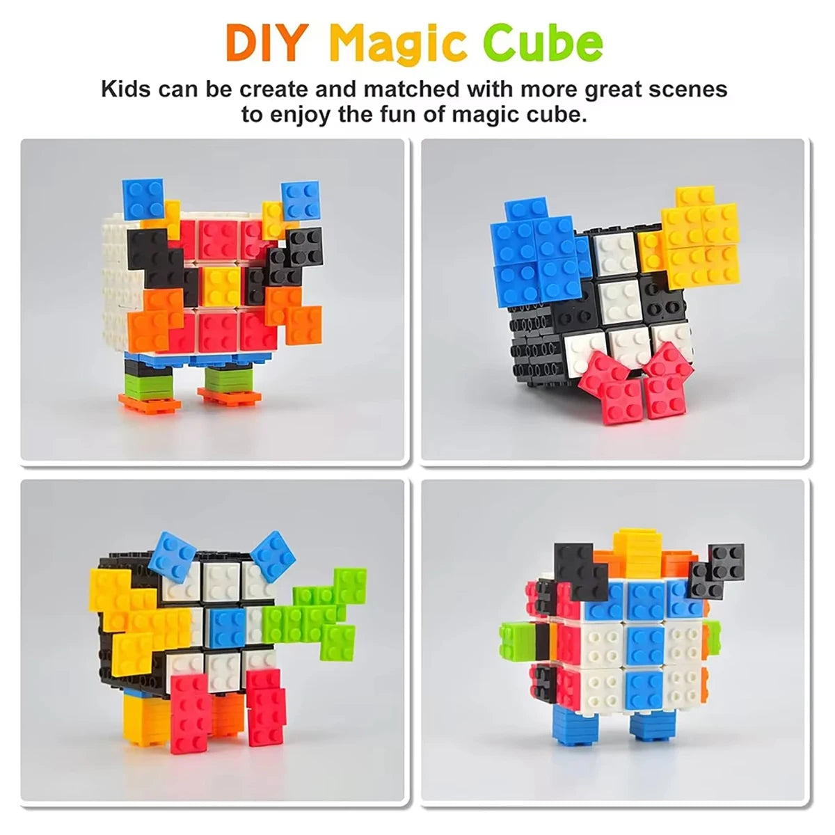 Building Blocks 3D Magic Puzzle Cube 3x3x3 DIY Fidget Toy Brick  puzzle professional smooth speed game children's toy gift