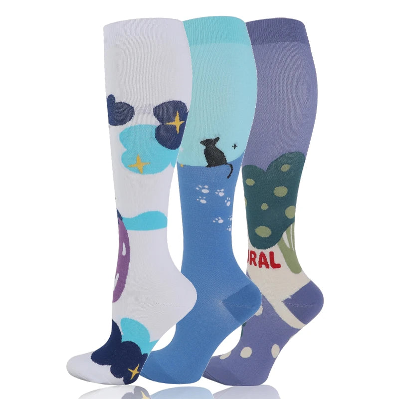 58 Styles 3 Pairs/Pack Compression Socks Knee High 30MmHg  Women Men Sports Socks Edema Diabetes Varicose Veins Running Socks