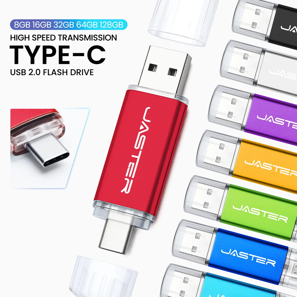 128GB High Speed TYPE C 2in1 USB Flash Drive 64GB Metal Pen Drive Smart Phone Car TV USB Stick 4GB 32GB Office Gift Memory Stick