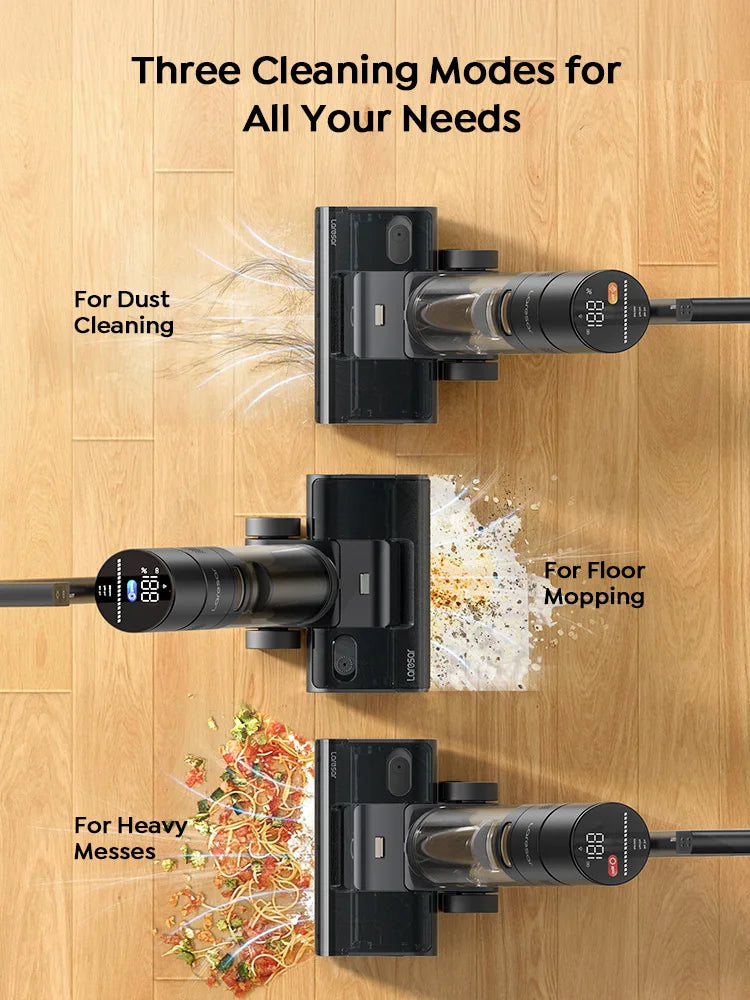 Laresar S7 Pro Cordless Wet Dry Vacuum Cleaner Mop, Lay-Flat 5-Min Drying 80°C Hot Wash 19000 Pa 50min Runtime Home Floor Washer