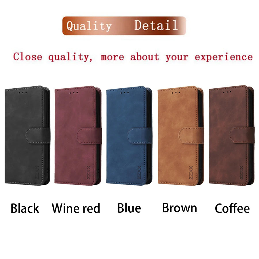 ZZXX Wallet Card Slot Holder Magnetic Flip Leather Case For iPhone 15 Pro Max 14 Plus 13 Mini 12 11 X XS XR SE 2022 8 7 6s Cover