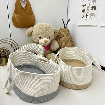 Ins Newborn Hand Basket Cotton Rope Woven Crib Baby Cradle Portable Outdoor Sleeping Infant Accessories Photography Props Gifts