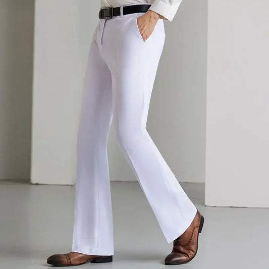 Men's Vintage Skinny Pants Men Casual Slim Pants Flares Trousers Male Bell-Bottom Trousers Solid Color Streetwear A97