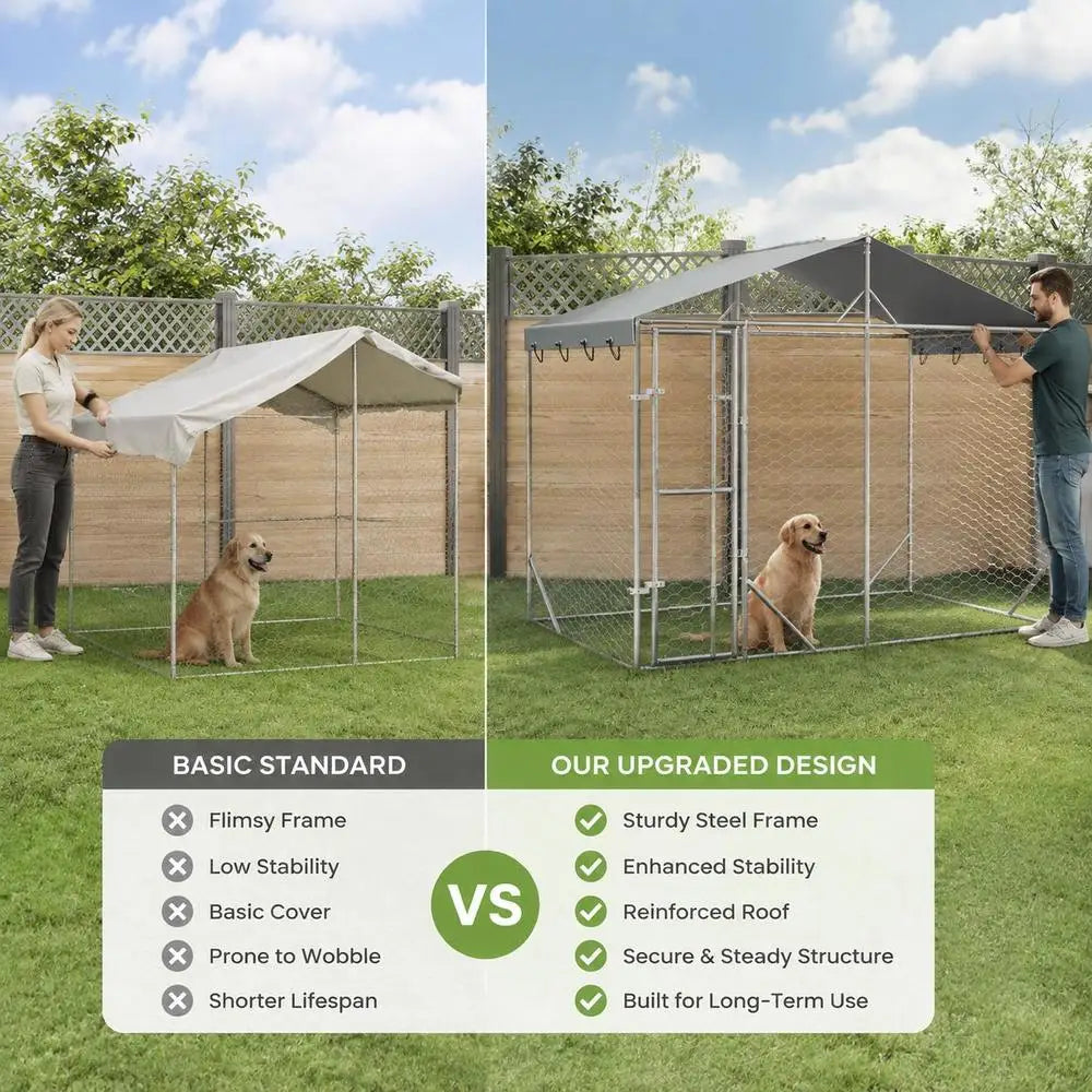 Outdoor Dog Kennel 3 x 1.5 x 2.5m Galvanized Steel Mesh Run With Lockable Door For Garden Animals For Outdoors