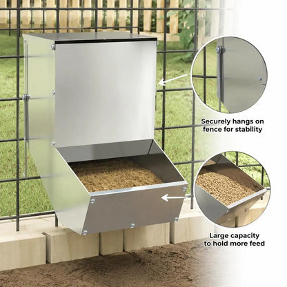 Rabbit Feeder, Galvanized Steel Hanging Hay Rack For Hutch And Cage, Easy Filling And Feeding, Silver, 17.5x26x28.5 Cm
